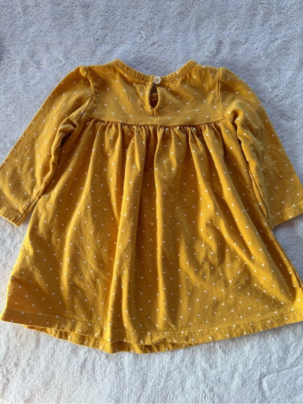 Carter's Mustard Yellow Polka Dot Long-Sleeve Dress with Pockets Size 12M